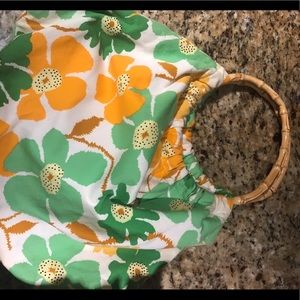 Vintage purse with bamboo handle